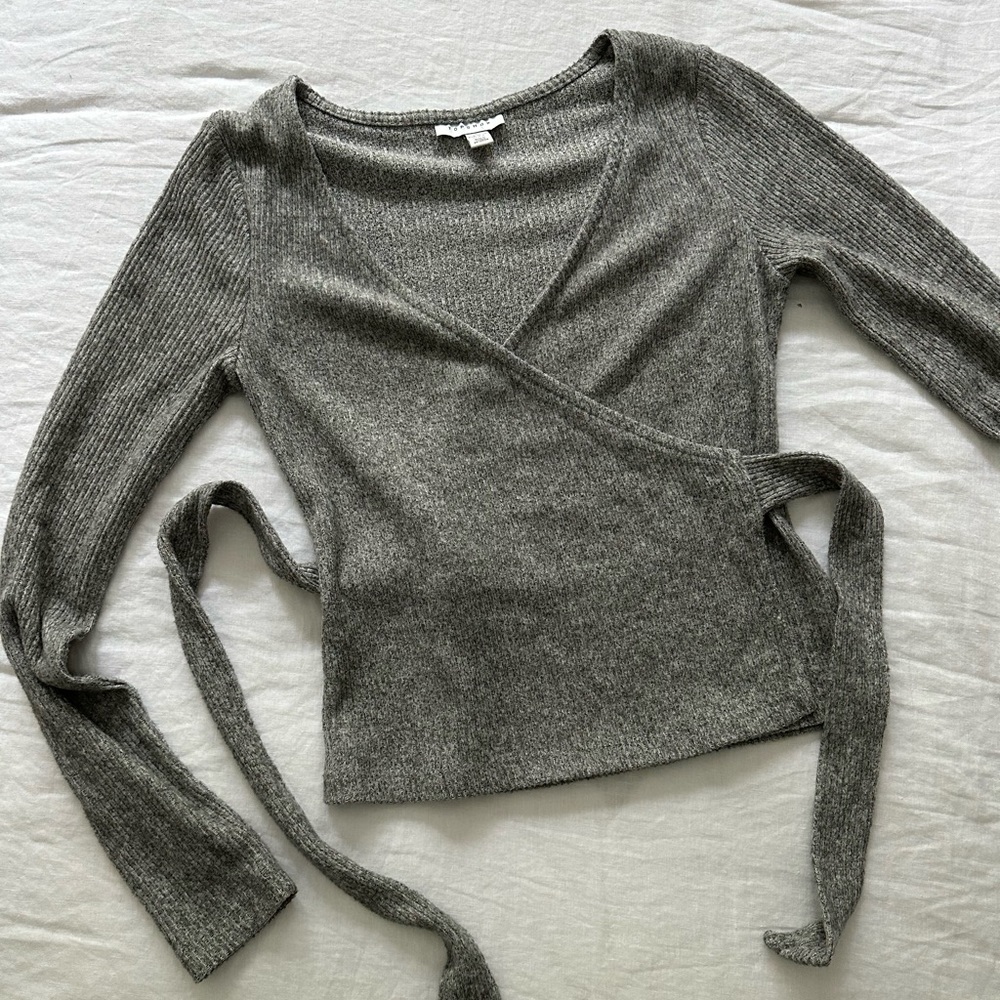Topshop Gray Wrap Ballet Sweater Soft Small